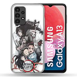 Cokitec Samsung Galaxy A13 / A04S Case Manga Demon Slayer White Multicoloured