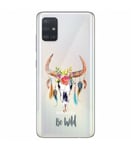 Coque Galaxy S20 PLUS Skull Bull boheme plumes fleur wild transparente