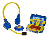 Simba 109252513 – Casque de Police Sam Le Pompier et Smartphone, Jouet de rôle, téléphone Portable Rabattable pour Messages Secrets, 2 Cartes, Marque de Police, à partir de 3 Ans