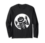 Skeleton Jack O Lantern Funny Halloween Spooky Shadow Long Sleeve T-Shirt