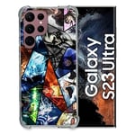 Cokitec Coque Renfocée en Verre Trempé pour Samsung Galaxy S23 Ultra Manga Bleach Pele Mele