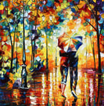 LUOYCXI DIY digital painting adult kit canvas painting bedroom living room decoration painting oil painting walk in the rain couple-40X40CM