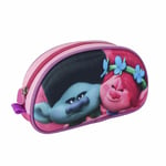 Childrens Kids Trolls Princess Poppy & Branch Oval Shaped Pink Pencil Case