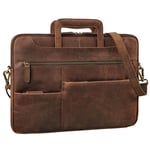 STILORD 'Farleigh' Pochette Ordinateur 15.6 Pouces Cuir Porte-Documents Étroite Sac de Travail Homme Housse Pc Portable en Cuir Veritable, Couleur:zamora - marron