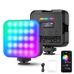 NEEWER RGB62 Lumière Caméra Magnétique RGB avec Contrôle APP Amélioré, Éclairage LED Couleur 360° avec 3 Sabots Froids, Lampe Vidéo Portable pour Appareil Photo CRI97+/17 Scènes/2000mAh Batterie