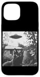 Coque pour iPhone 15 Cat Selfie with UFO Weird 50s Photo --