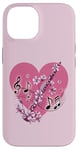 Coque pour iPhone 14 J'aime la clarinette en cœur avec notes de clarinette