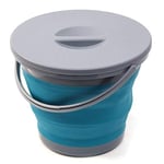 Cube pliable de 5 l avec couvercle cube pliable portable lavage de voitures promotion de la pêche salle de bain cuisine seau en silicone camping à l'air libre Bleu