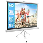 Portable Projector Screen Tripod Stand - Mobile Projection Screen , Lightweight Carry & Durable Easy Pull Assemble System for Schools Meeting Conference Indoor Outdoor Use, 50 Inch - Pyle PRJTP52, White