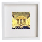 L Lumartos White Square Picture Frame - Home Décor - Wall Art - Hanging Photo Frames – Print of New York City Collection Grand Central Terminal with Contemporary White Frame 23x23cm 200