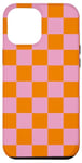 iPhone 15 Pro Max Pink and Orange Checkered Checkerboard Square Pattern Case