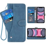 ELISORLI Compatible with iPhone 11 Pro 5.8 Wallet Case and Wrist Strap Lanyard Leather Flip Card Holder Phone Cover for iphone11case iPhone11 i Phone11 XI 11RiPhone11pro iPhone11 11pro i XI-Blue