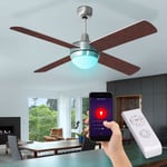 V-tac - Ventilateur de plafond avec télécommande Plafonnier led Lampe de salon dimmable, contrôle par application Changement de couleur rvb, 3