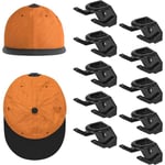 Roleader - Lot de 10 crochets muraux adhésifs pour casquettes de baseball, sans perçage, minimaliste, pour chambre à coucher, armoire, placard, noir