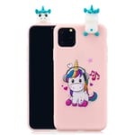 Rose-Otter Compatible pour Housse Coque Apple iPhone 11 Pro Max 6.5 inch Etui Silicone TPU Gel Ultra Fine Slim Antichoc Bumper Cover avec 3D Motif Licorne Unicorn + Rose