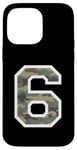 Coque pour iPhone 14 Pro Max Numéro d'uniforme en jersey #6 Six, camouflage camouflage