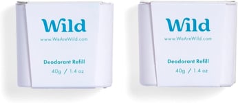 Wild  Natural Refillable Deodorant  Fresh Cotton  Sea Salt Refill Duo Pack  Vega