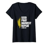 Womens Seed Pray Harvest Repeat Farming Farmer Life Men Women V-Neck T-Shirt