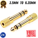 3.5mm Jack to 6.35mm Stereo Headphone Adaptor Connector Converter 6.3mm GOLD 1/4