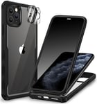 CENHUFO Anti Espion Coque iPhone 11 Pro, avec Protection écran Verre Trempé Anti Espion et Protecteur Caméra [9H HD] 360° Antichoc Téléphone Housse Double Face Case Portable Intégrale Etui - Noir