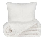 Duo coussin et plaid SHERPA Blanc