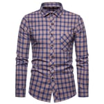 RIQWOUQT Homme Chemise Fleurie Manches Longues,Beige Blue Plaid Personnalisé Vêtements pour Hommes Tops Chemise Formelle pour Hommes Tops Casual Business Plaid Imprimé À Manches Longues Social M-