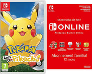 Pokémon : Let's Go, Pikachu [Nintendo Switch] + Switch Online 12 Mois Famille [Download Code]