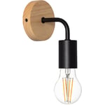 Ledkia - Lampe Murale Bois et Métal Jedali Noir