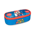 SUPERMARIO - Organized Oval Pencil Case, Girl and Child, with Zipper and Puller - School Pencil Case with Inner Compartment for Stationery and Pen Holder, 22 x 9.5 x 7h cm, Blue 3, Taglia Unica,