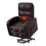 FLEXISPOT XL3 Fauteuil Releveur, Fauteuil de Relaxation Électrique, Fonction de Massage, avec Port de Chargement USB et Cuir de Haute Qualité, Brun