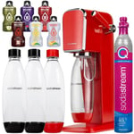 SodaStream Art Röd en flaska + SodaStream 1L Fuse flaskor Tvåpack Svart + bolero