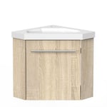 Meuble de Salle de Bain d'Angle Gain de Place, Lave Main, bois clair, 40x40 cm