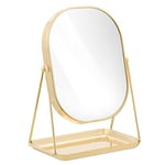 Navaris Miroir Cosmétique avec Plateau - Miroir à Poser 18 x 22,6 cm pour Maquillage avec Plateau à Bijoux - pour Chambre Coiffeuse Salle de Bain