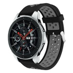 Samsung Galaxy Watch (46mm) ontto kaksisävyinen silikooni muovinen kellon vaihto ranneke - Musta/ Harmaa Monivärinen