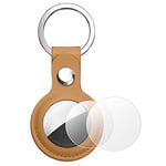 AXFEE AirTag Étuis de Protection en Cuir, PU Airtag Porte Clé, Étuis pour Apple AirTag Anti-Chute et Anti-Rayures Portable Key Finder pour Clés, Enfants, Animaux Compagnie (Airtag Non Inclus) (Jaune)