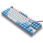 iBlancod K87 87 Näppäimet Langallinen Mekaaninen Näppäimistö Metallipaneeli Kaksivärinen Injection Keycap 20 Light Effects Sininen ja valkoinen (siniset kytkimet)