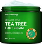 York Biology Tea Tree Oil Foot Cream for Dry Cracked Feet, Athletes Foot, Nail –