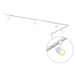 Qazqa - jeana - Système sur rail spot luminaire plafond, plafonnier compatible pour led - 5 lumière - l 300 cm - Blanc - Moderne - éclairage