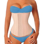 Lång Torso Midjetränare för Kvinnor Underbyst Korsetter Cincher Sport Girdle L Beige 17 Steel Boned