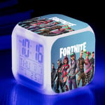 Fortnite Spel 7 Färger Skiftande Nattljus Väckarklocka Heminredning Barnleksak Present C