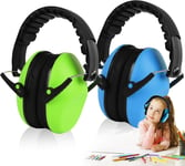 Casque Anti-Bruit Enfant: 2 Paires Casque Anti-Bruit, SNR 26 dB, Pliable Réglable Confortable Enfant Casque Anti-Bruit pour l¿Autisme, TDAH, Concert, Milieu Bruyant ou Stressant (Vert et Bleu)