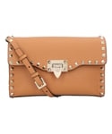 Valentino Garavani Womens Rockstud Crossbody Bag - Brown Calfskin - One Size