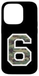 Coque pour iPhone 14 Pro Numéro d'uniforme en jersey #6 Six, camouflage camouflage