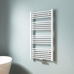 EMKE Sèche-Serviettes Blanc 1000 x 500 mm, Radiateur Sèche-Serviettes pour Salle de Bain Chauffage à Eau Chaude 451 Watts