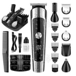 INN Hair Clipper Men 6 i 1 600 mah IPX6 vattentät LCD-skärm USB-hårklippare med 6 sorters knivar och 4 gränskammar