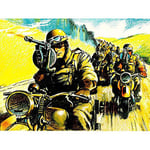 Wee Blue Coo War Painting Motorcycle Troops Soldier Gun Column Convoy Wwii UK Art Print Poster Wall Decor 12X16 Inch