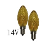 Gul vriden glödlampa kronljus E14 4W 14V 2-pack