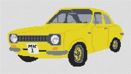 Mark 1 Ford escort Cross Stitch Kit - yellow