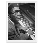 Artery8 Jazz Legend Thelonious Monk Cool Black & White A4 Artwork Framed Wall Art Print