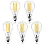 Luxvista E14 LED Small Edison Screw Golf Light Bulb Warm White 2700K, Dimmable 4W G45 Filament Vintage Bulb, Mini Globe Ball Bulb, 400 Lumen, 40W Incandescent Bulb Replacement, 85-265V (5-Pack)